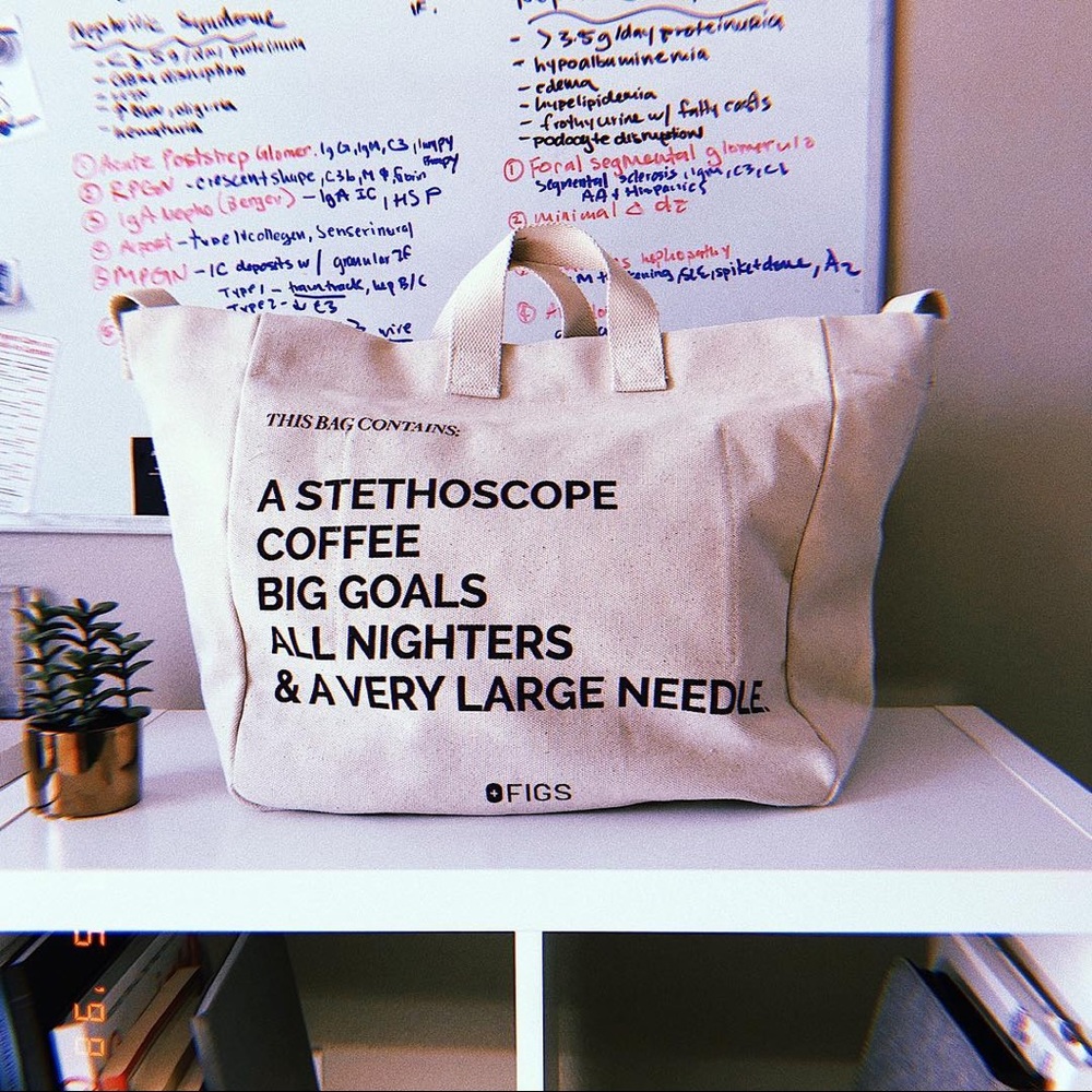 FIGS Stethoscope Coffee Needles Tote Bag